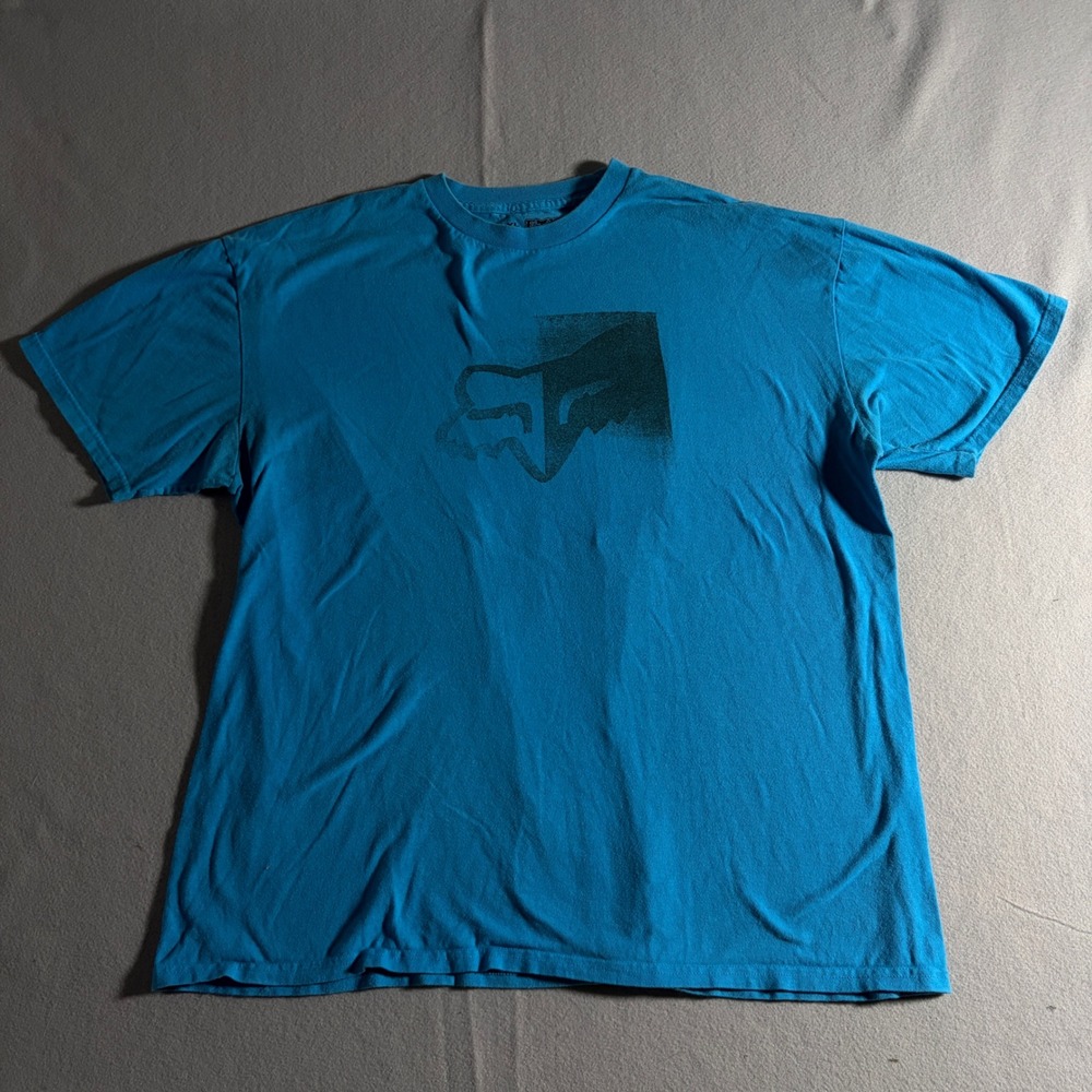 Fox Racing Mens XL Blue Graphic T-Shirt Motocross‎ Logo Short Sleeve Cotton Tee